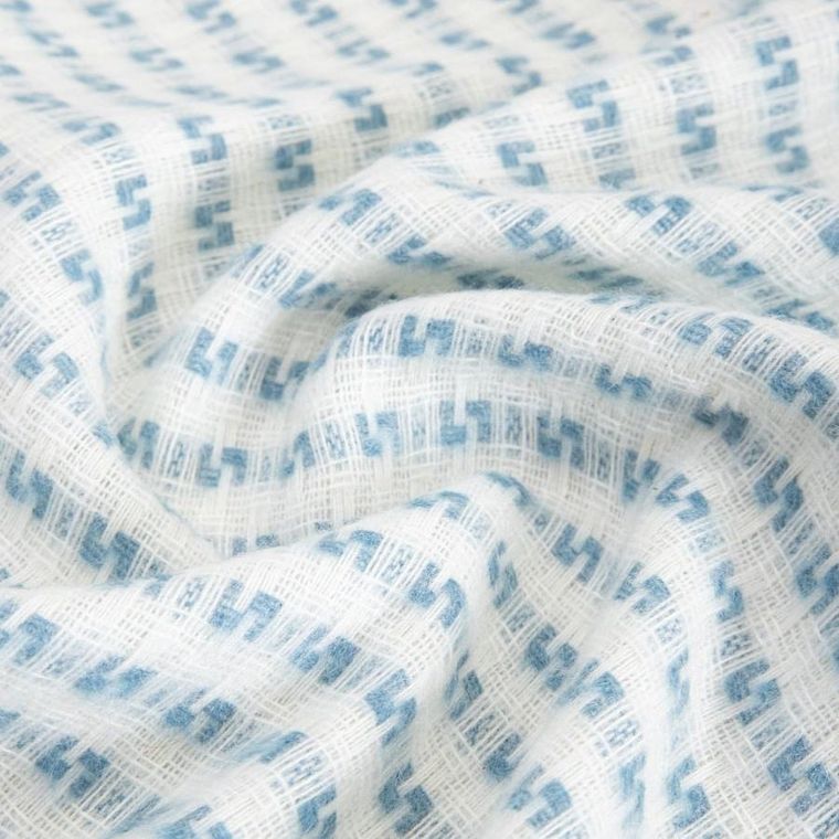 Homla, Sorbo, koc, z frędzlami i strukturalnym błękitnym wzorem, 150-200 cm