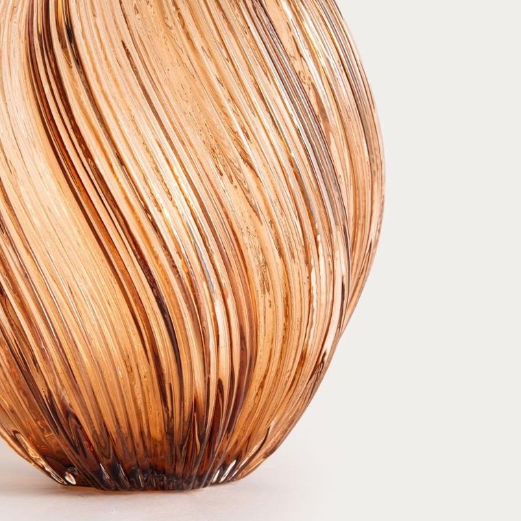 Homla, Swirl, wazon szklany zakręcony, brązowy, 17-21 cm