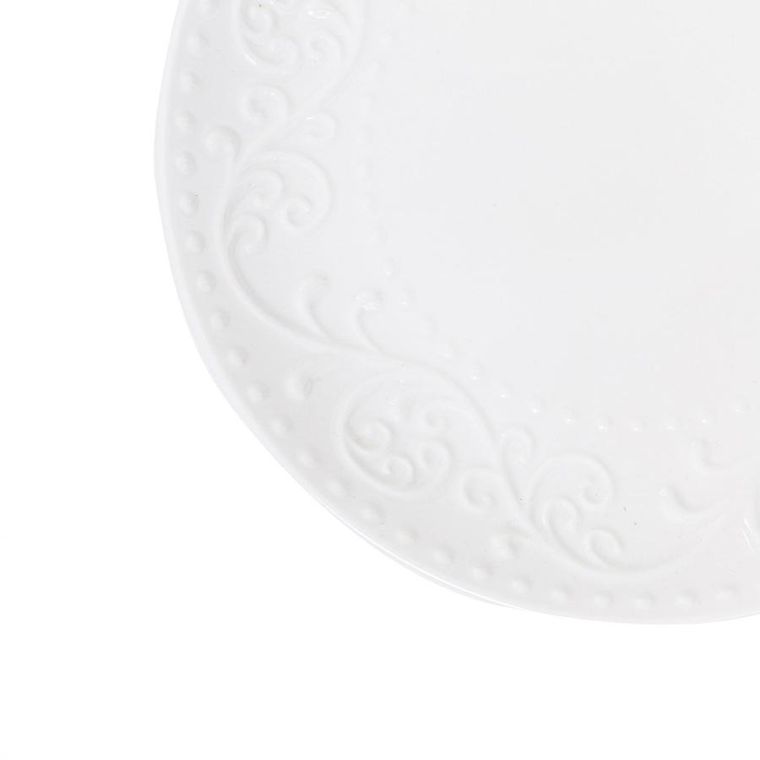 Homla, Sylia, talerz deserowy, biały z ornamentem, 21 cm