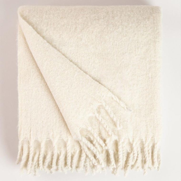 Homla, Tain, koc, ecru z dodatkiem wełny, 150-200 cm