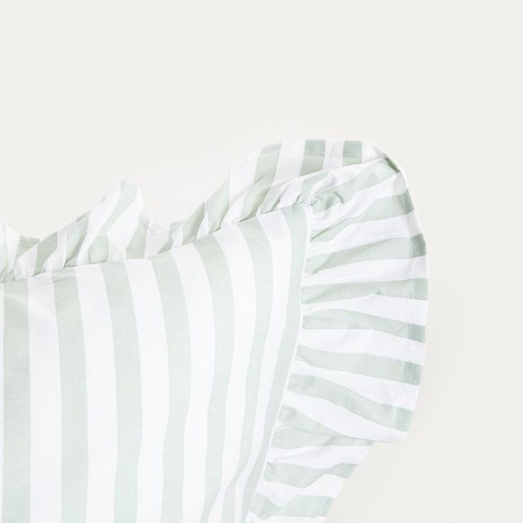 Homla, Trudy, pościel, bawełniana w pistacjowe paski z falbanką, 140-200 cm
