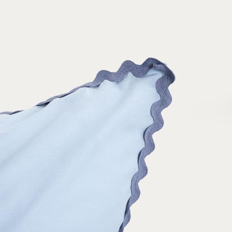 Homla, Vela, pościel, bawełniana z ozdobną lamówką niebieska, 160-200 cm