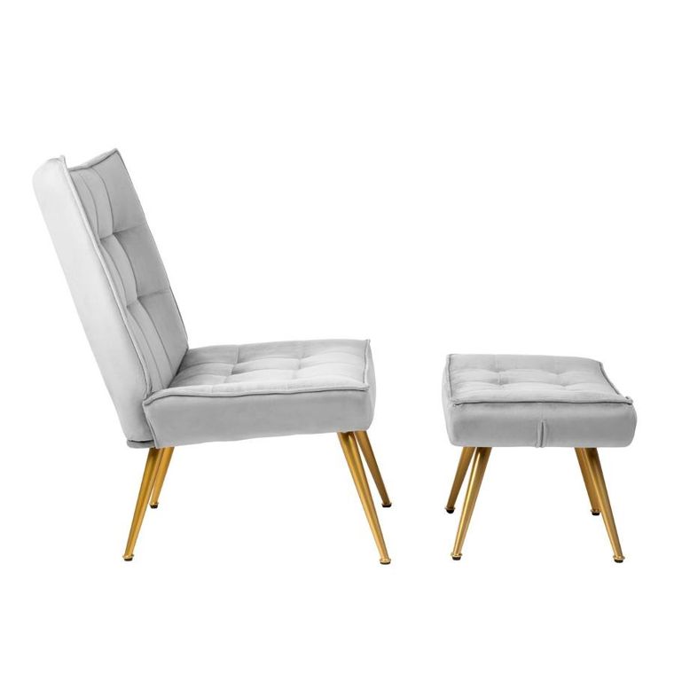 Homla, Vinnis, Fotel z podnóżkiem szary, 96-69-82 cm, 856681