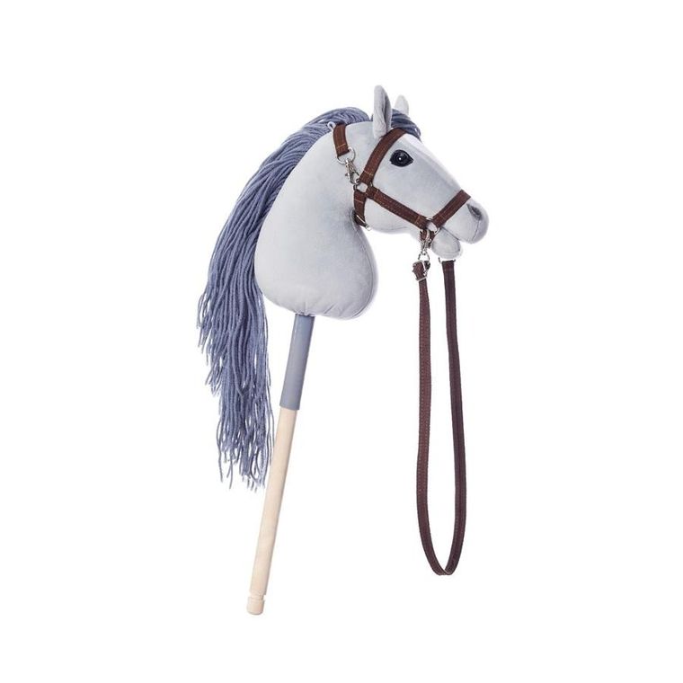 Hoppihorse, Hobby Horse, konik na kiju, A4, długowłosy, szary