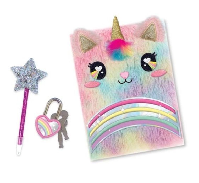 Hot Focus, futrzany pamiętnik z długopisem, jednorożec