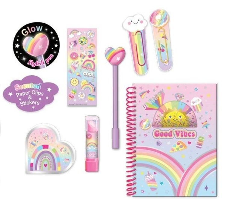 Hot Focus, pamiętnik na spirali z akcesoriami, tęcza