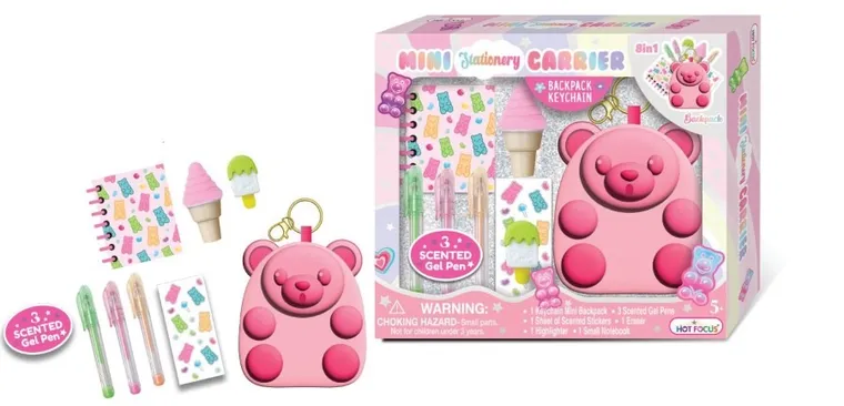 Hot Focus, zestaw miniaturek z mini plecaczkiem, Miś żelowy