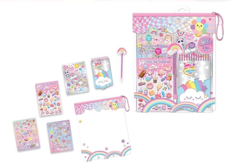 Hot Focus, zestaw naklejek z długopisem w saszetce, Słodycze