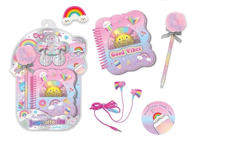 Hot Focus, zestaw: słuchawki, zatyczka, kołozeszyt i długopis, Słoneczko