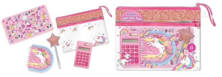 Hot Focus, zestaw z kalkulatorem w saszetce, Jednorożec