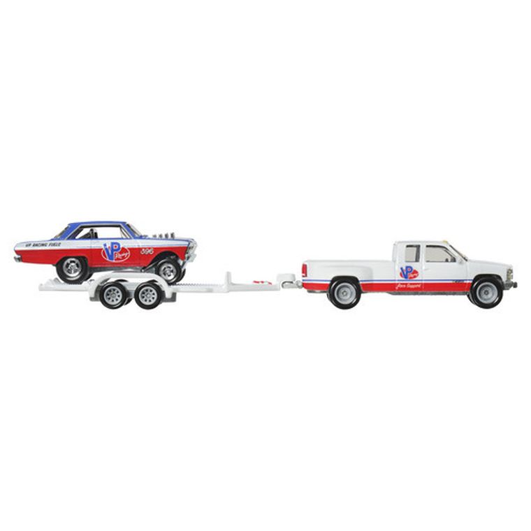 Hot Wheels, 50. rocznica, '63 Chevy Nova & '88 Chevy Silverado 3500, pojazdy transportowe Premium, skala 1:64, HRV42