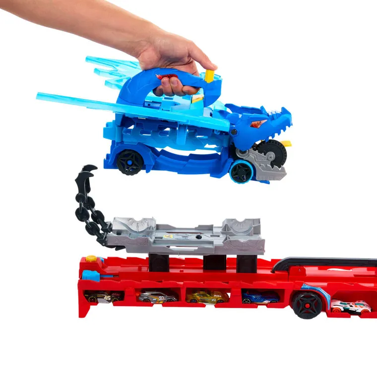 Hot Wheels City, Transporter Podwójny smok, zestaw do zabawy 2w1