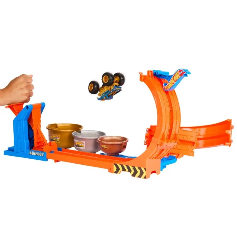 Hot Wheels, Monster Trucks, Bigfoot 50 rocznica, Pętla Skok po trofeum, zestaw do zabawy z autem