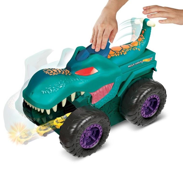 Hot Wheels, Monster Trucks, Mega Wrex - pożeracz aut, zestaw do zabawy