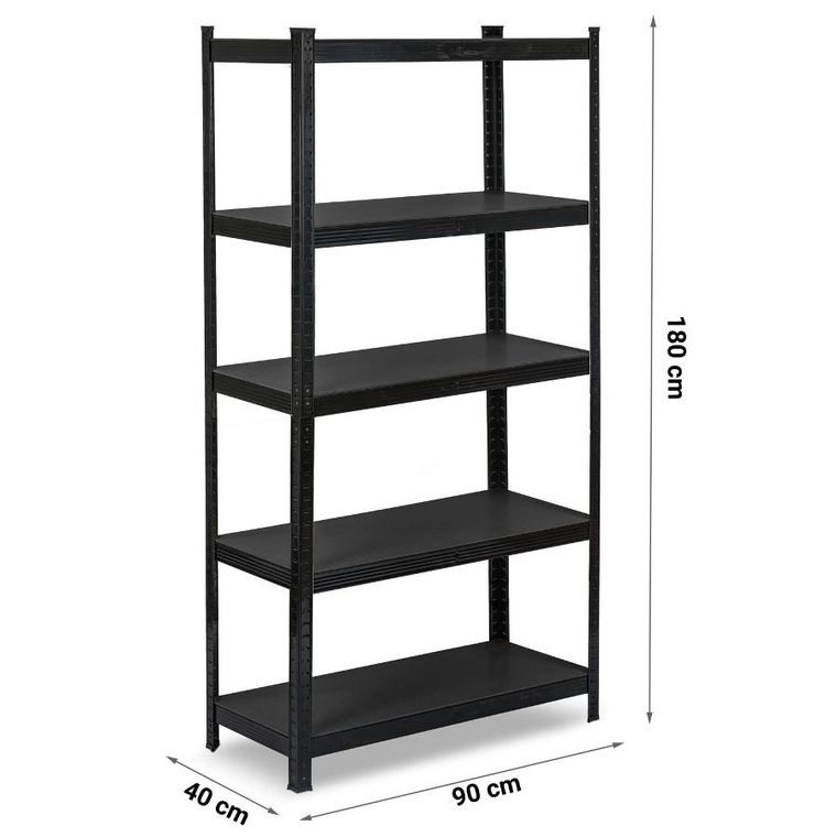 Humberg, regał metalowy magazynowy, czarny, 180-90-40 cm