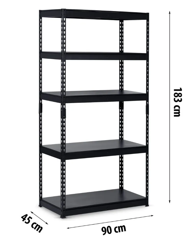 Humberg, regał metalowy magazynowy, czarny, 183-90-45 cm