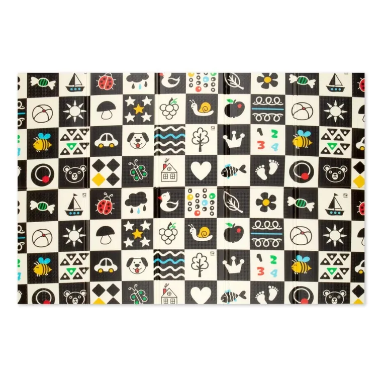 Humbi, dwustronna mata edukacyjna z pianki XPE, polski alfabet, kontrastowe obrazki, 120-180 cm
