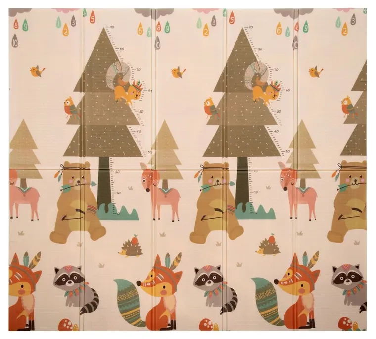 Humbi, dwustronna mata edukacyjna z pianki XPE, wieś i las, 180-200 cm