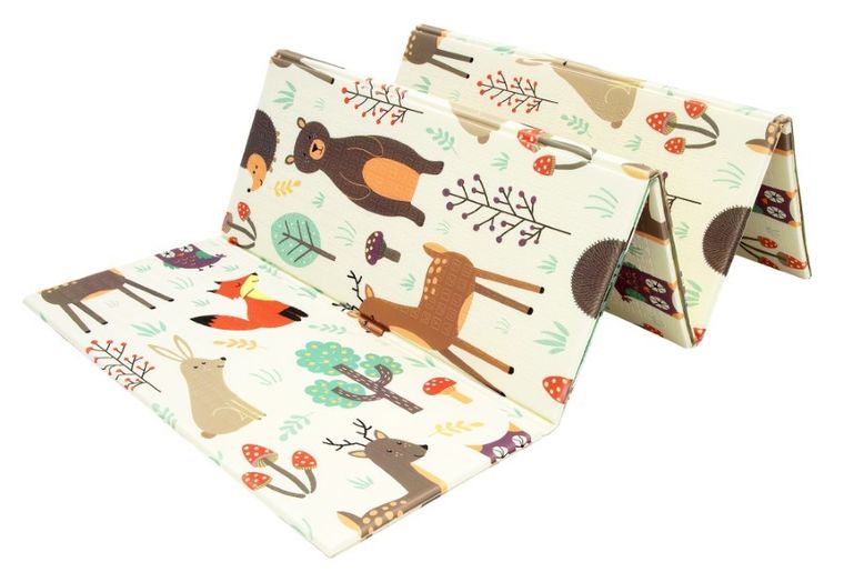 Humbi, dwustronna składana mata edukacyjna z pianki, las uliczki, 200-180-1 cm