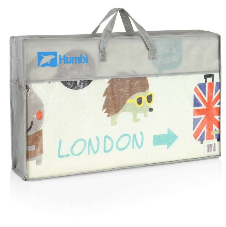 Humbi, dwustronna składana mata edukacyjna z pianki, Londyn, autobus, uliczki, miasto, 120-180-1 cm