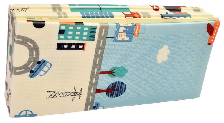 Humbi, dwustronna składana mata edukacyjna z pianki, Londyn, autobus, uliczki, miasto, 150-180-1 cm