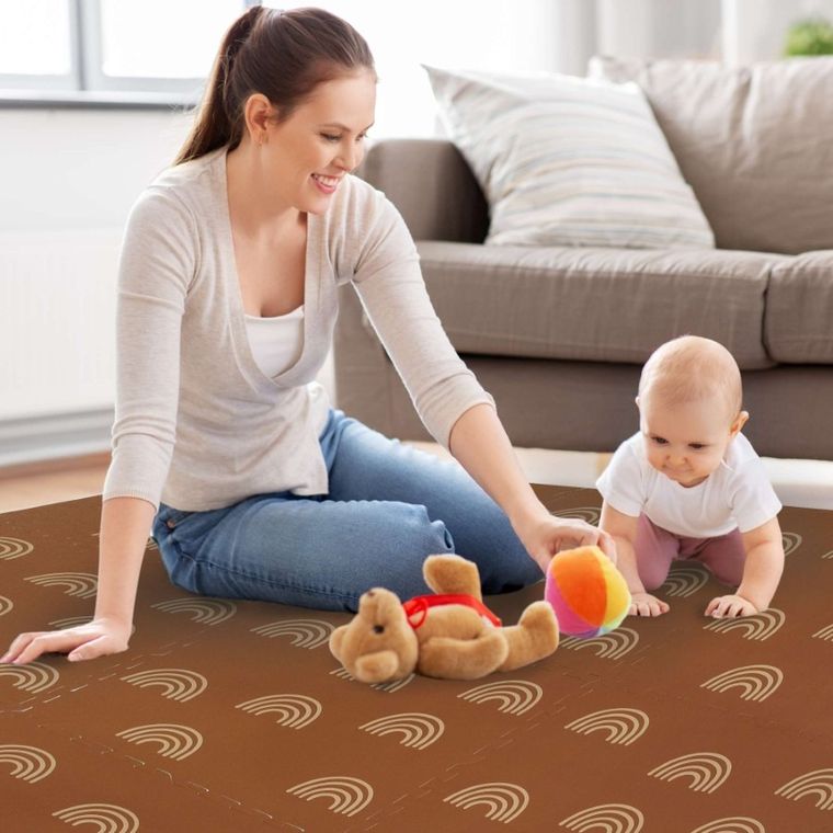 Humbi, mata piankowa, puzzle piankowe, brązowe łuki, 60-60 cm, 9 szt.