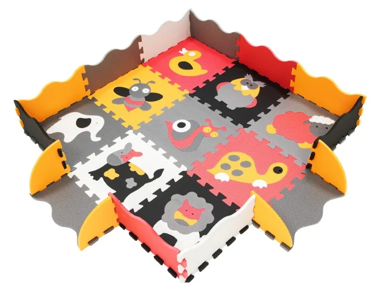 Humbi, mata piankowa, puzzle, zwierzęta, szary różowy pomarańczowy, 120-120 cm