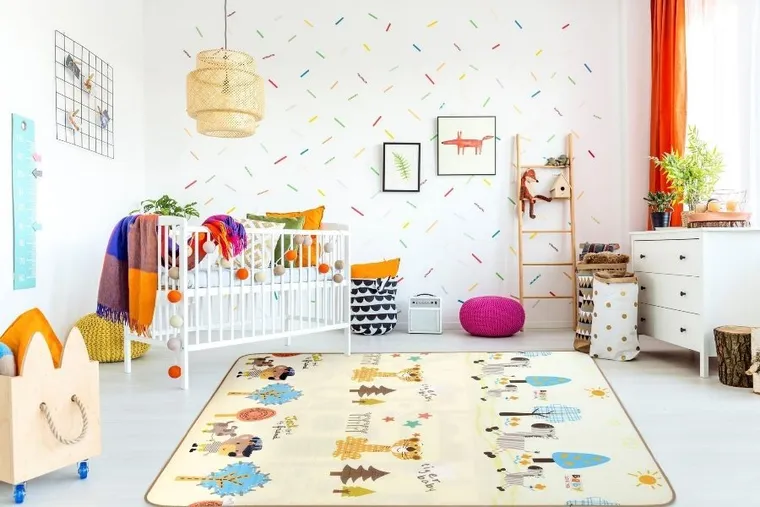 Humbi, Uliczki i zwierzęta, piankowa mata edukacyjna, dwustronna, pastelowa, 150-180-2 cm