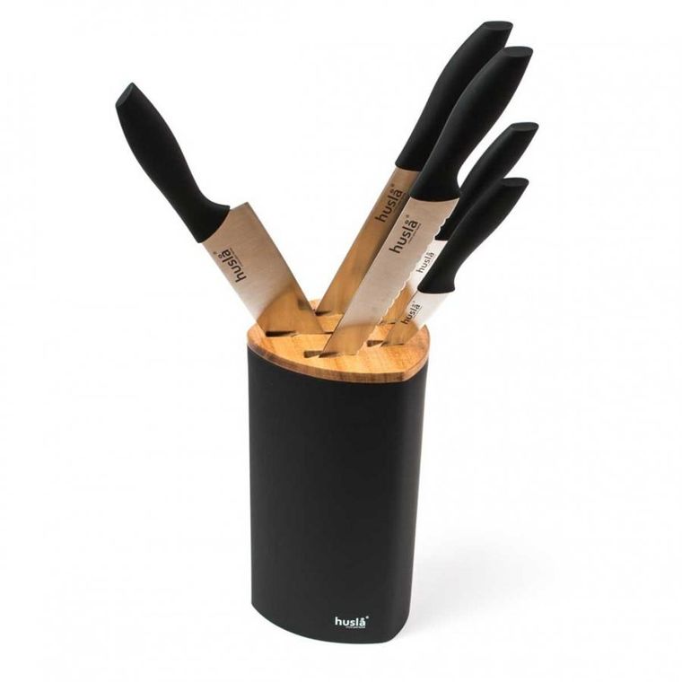 Husla, zestaw 5 noży kuchennych w bloku