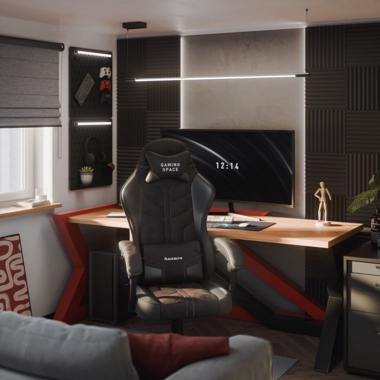 Huzaro, Force 2.7 Black Carbon, fotel gamingowy, welurowy