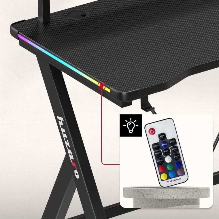 Huzaro, Hero 1.9, biurko gamingowe, RGB, 120 cm