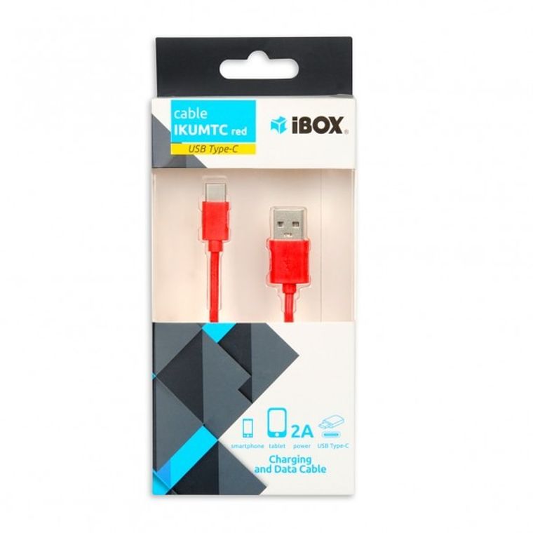 Ibox, kabel USB 2.0 Typu A - USB Typu C, 1m, czerwony