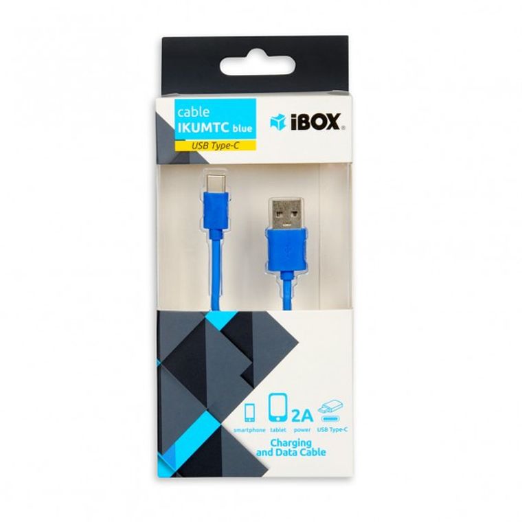 iBox, kabel, usb 2.0 typu A - usb typu C, 1m, niebieski