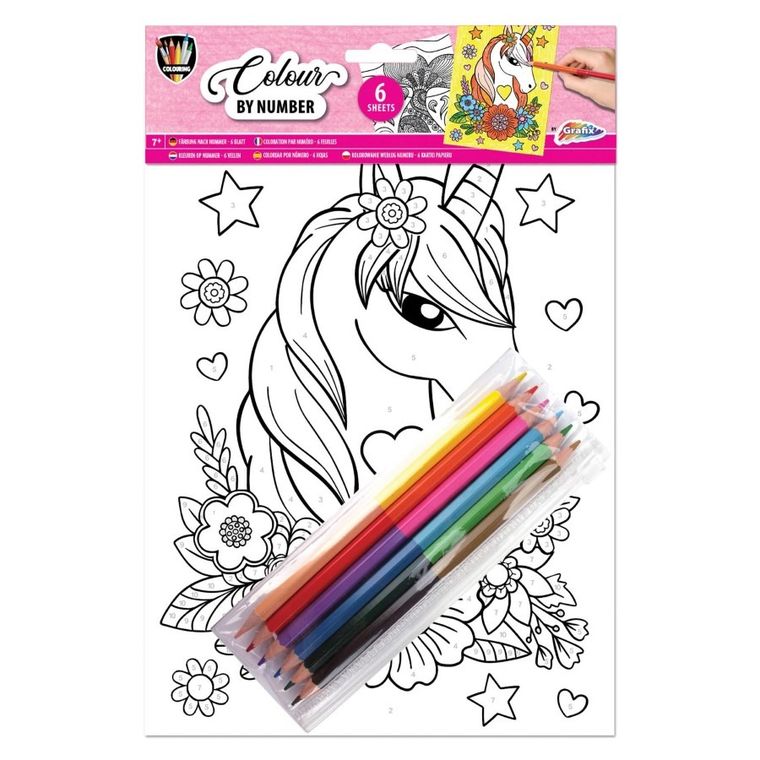 Icom, kolorowanie po numerach, A4, 6 arkuszy