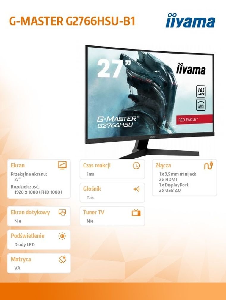 Iiyama, monitor, LED, 27", G2766HSU-B1