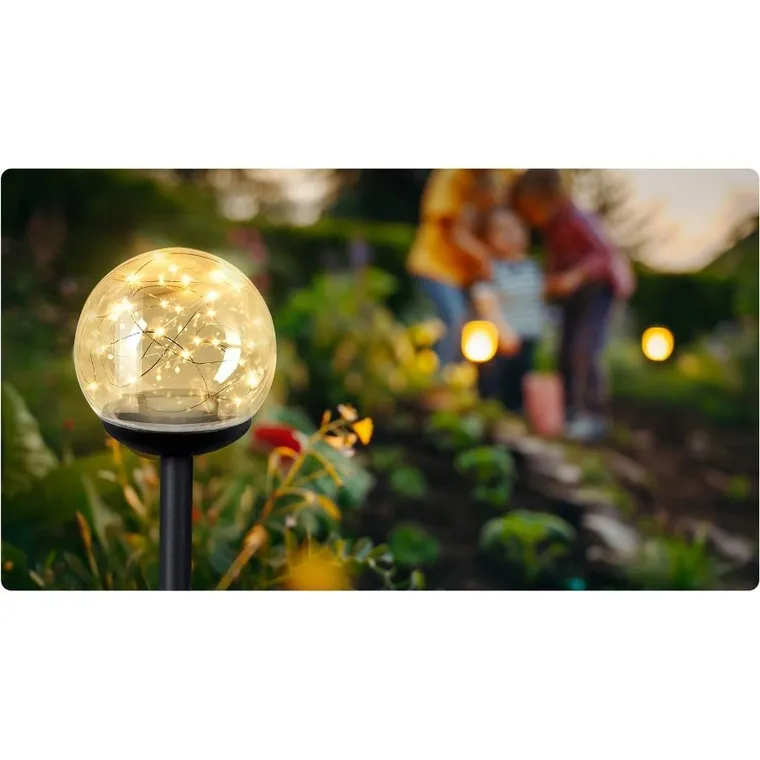 Ilumen, lampka solarna, przeźroczysta, kula, 4 szt.