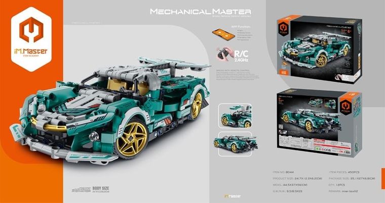 iM.Master, super auto turkus zdalnie sterowany, klocki, 450 elementów