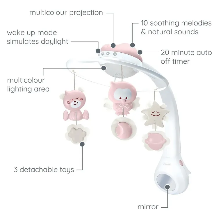 Infantino, muzyczna karuzela interaktywna 3w1, pudrowy róż