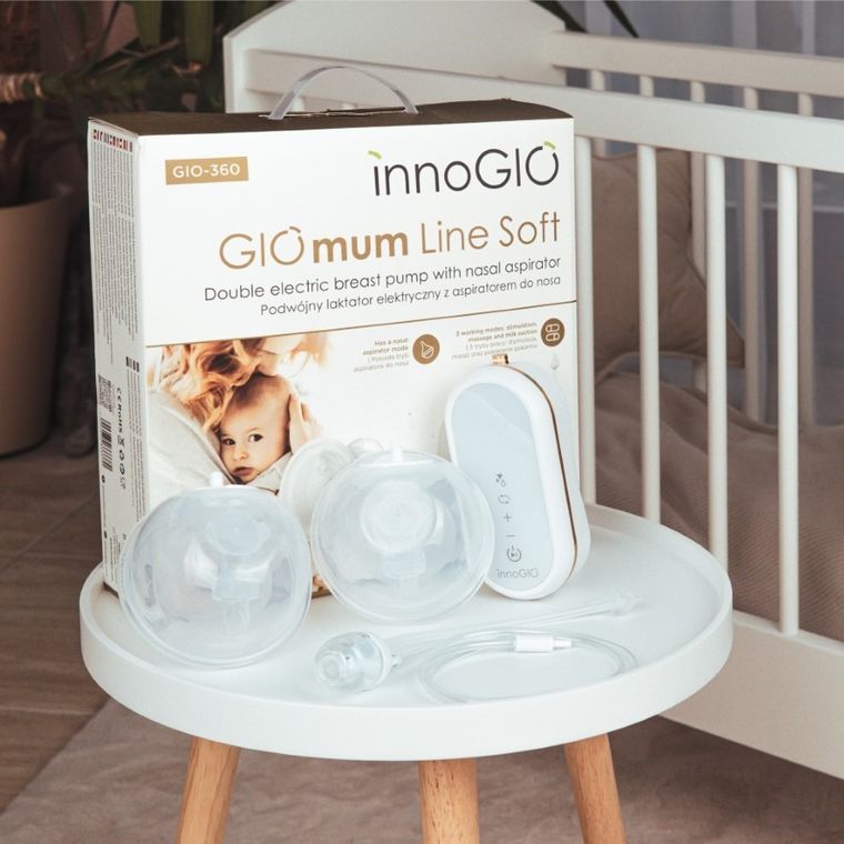 InnoGIO, GIOmumLine Soft, laktator elektryczny z aspiratorem, muszlowy, podwójny