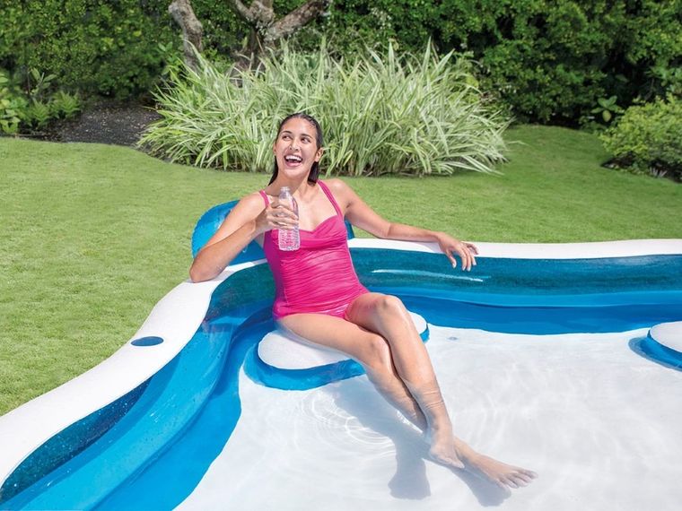 Intex, basen dmuchany z siedziskami, kwadratowy, 229-229-66 cm