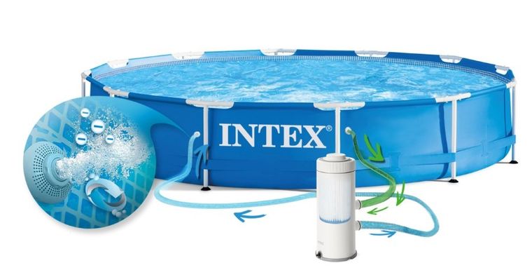 Intex, basen ogrodowy stelażowy, zestaw 9w1, 366-76 cm