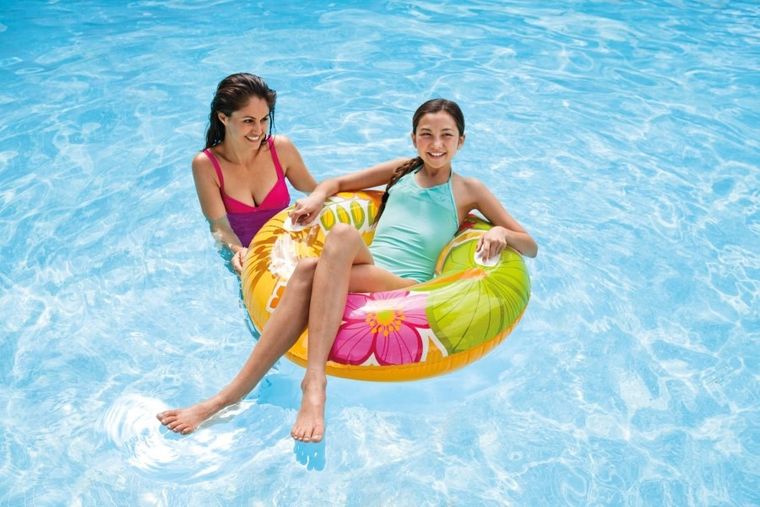 Intex, koło do pływania z uchwytami, przezroczyste