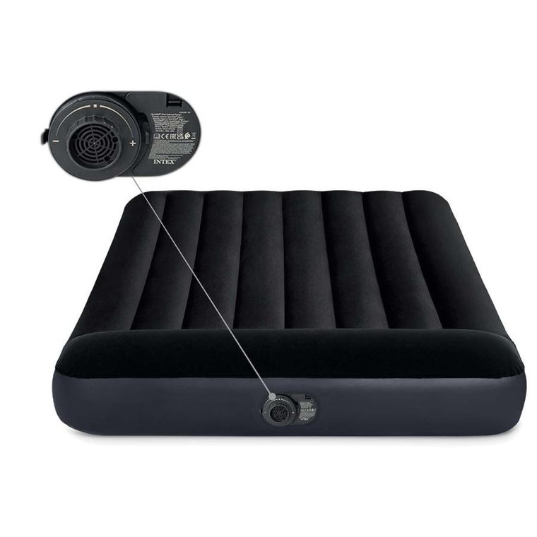 Intex, materac dmuchany, dwuosobowy, z wbudowaną pompką