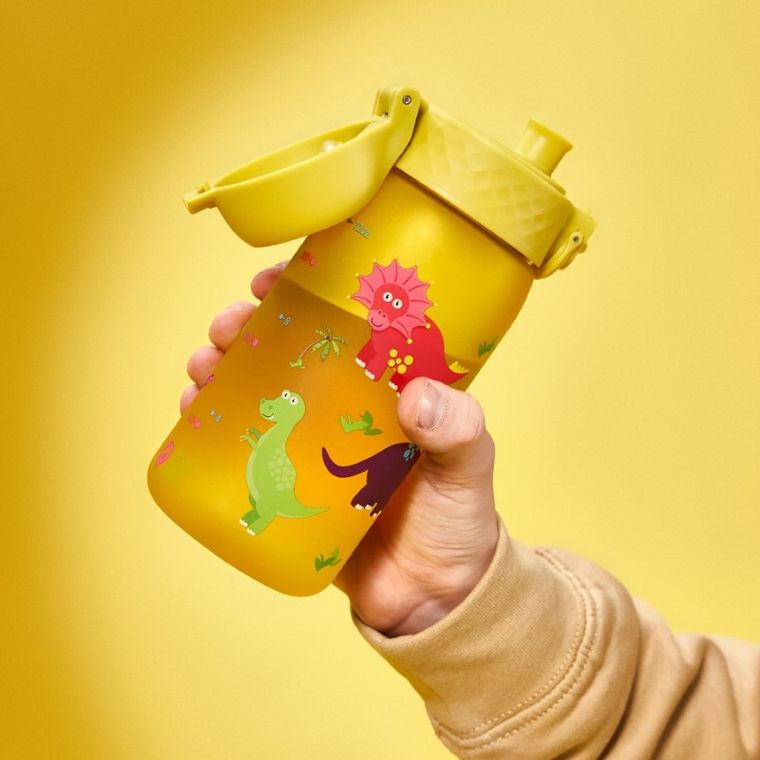 Ion8, Dinozaury, bidon z ustnikiem, żółty, 350 ml