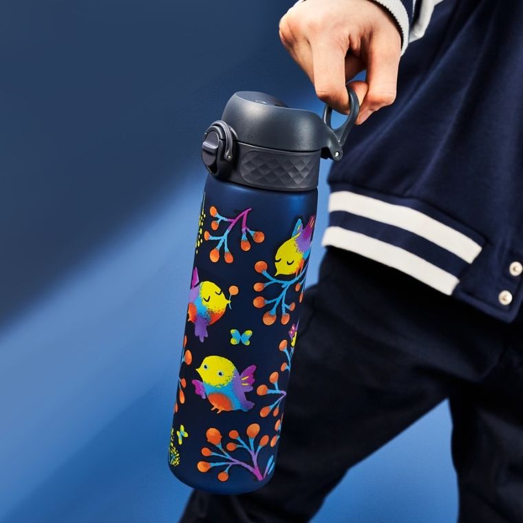 ION8, Egzotyczne ptaki, bidon z ustnikiem, niebieski, 500 ml