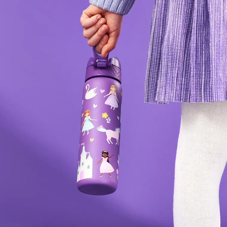 ION8, Księżniczki, bidon stalowy z ustnikiem, fioletowy, 600 ml