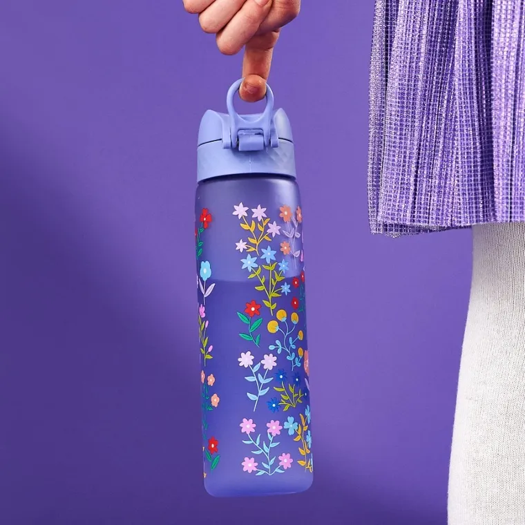 ION8, Kwiatki, bidon z ustnikiem, fioletowy, 500 ml