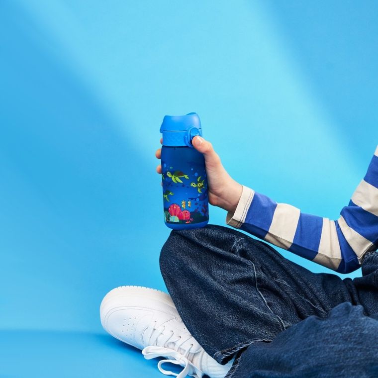 ION8, Morskie zwierzęta, bidon z ustnikiem, niebieski, 350 ml