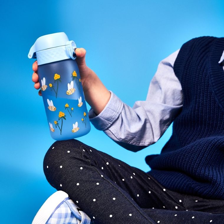 Ion8, Pszczółki, bidon z ustnikiem, niebieski, 350 ml