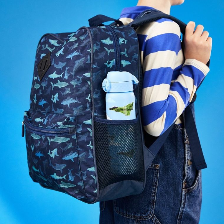 ION8, Samoloty, bidon stalowy z ustnikiem, niebieski, 600 ml